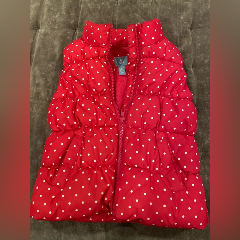 Toddler- Hot Pink and white polka dot  puffer vest